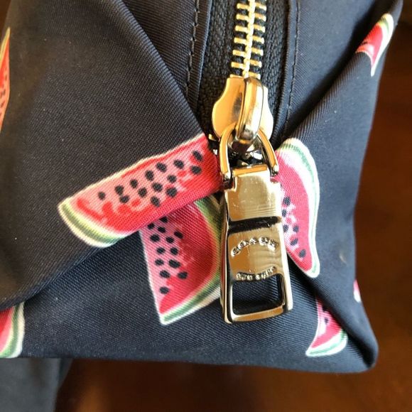 COACH - Watermelon Cosmetic Bag in Navy Canvas. So cute and LIKE NEW! 🍉 - Picture 6 of 12